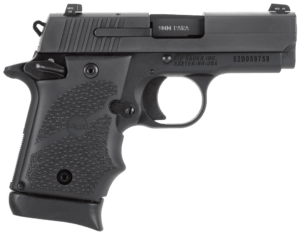 Sig Sauer 9389BRGAMBI P938 Micro-Compact BRG 9mm Luger 3″ 7+1 Black Nitron Stainless Steel Black Hogue Rubber Grip