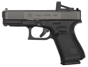 Glock PA195S201MOS G19 Gen 5 MOS FS 9mm Luger Double 4.02″ 10+1 Black Polymer Frame Black nDLC Slide
