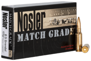 Nosler 44501 Match Grade Target 6.5 Grendel 123 gr Custom Competition Hollow Point Boat-Tail (CCHPBT) 20rd Box