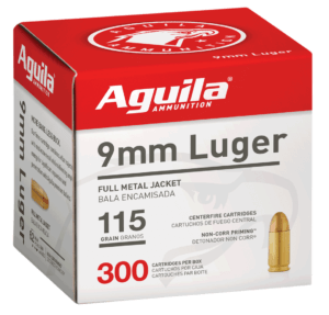 Aguila 1E097700 9mm Luger 115 gr Full Metal Jacket (FMJ) 300 Bx