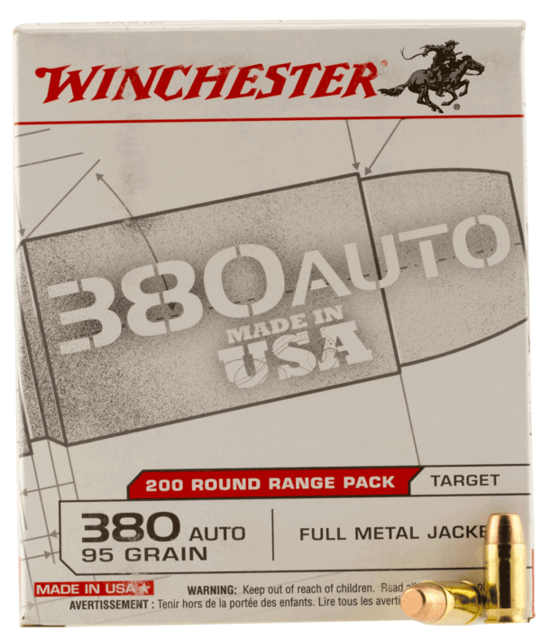 Winchester Ammo USA380W USA Target 380 ACP 95 gr Full Metal Jacket (FMJ) 200rd Box