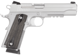Sig Sauer 1911R45SSSCA 1911 Full Size *CA Compliant 45 ACP Caliber with 5″ Barrel 8+1 Capacity Overall Stainless Steel Finish Picatinny Rail/Beavertail Frame Serrated Slide & Blackwood Grip