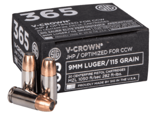 Sig Sauer E9MMA136520 Elite Defense 365 9mm Luger 115 gr V-Crown Jacketed Hollow Point (VJHP) 20rd Box