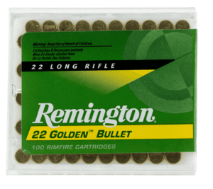Remington Ammunition 1500 Golden Bullet 22 LR 40 gr Plated Lead Round Nose 100rd Box