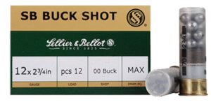 Sellier & Bellot SB12BSF Hunting 12 Gauge 2.75″ 12 Pellets 1 1/8 oz 1214 fps 1 Buck Shot 25rd Box