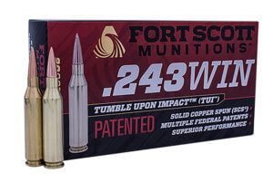 Fort Scott Munitions 243-070-SCV TUI  243 Win 70 gr Solid Copper Spun 20rd Box