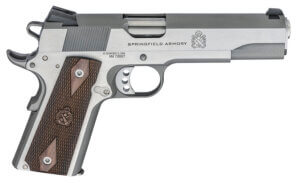 Springfield Armory PX9420S 1911 Garrison 45 ACP Caliber with 5″ Barrel 7+1 Capacity Overall Stainless Steel Finish Beavertail Frame Serrated Slide & Thin-Line Wood with Double-Diamond Pattern Grip