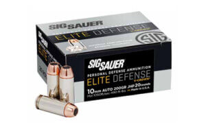 Sig Sauer E10MM20020 Elite Defense 10mm Auto 200 gr 1050 fps V-Crown Jacketed Hollow Point (VJHP) 20rd Box