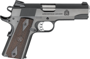 Springfield Armory PX9417 1911 Garrison 9mm Luger 9+1 4.25″ Stainless Match Grade Barrel, Blued Serrated Carbon Steel Slide & Frame w/Beavertail, Thinline Wood Grip